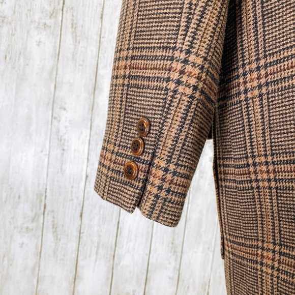 Rare Harve Bernard Ladies Retro Flannel Long Brown Wool Japanese Collar Coat 12 - Picture 13 of 14